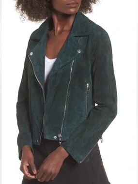 Blank NYC Dark Green Suede Moto Jacket